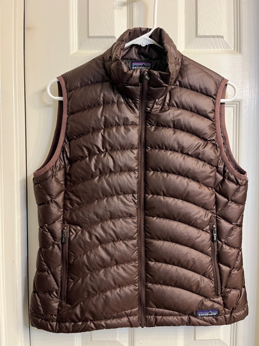 Patagonia Down Sweater Vest Womens Medium Brown Full Zip Puffer Insulated Hiking